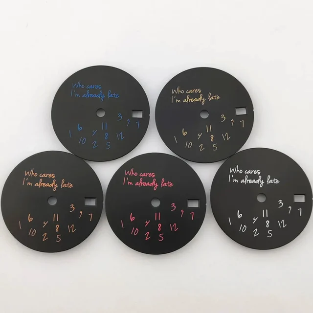 Tandorio dial nh35 dial Who Cares I'm already Late dial custom logo suitable for nh35/nh36