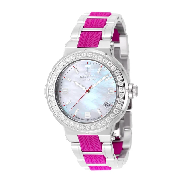 Invicta Auraglyph 1.4 CT LG Diamond Watch - 36mm, Fuchsia, Steel (51355) kol saati
