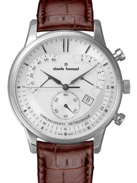 Claude Bernard Retrograde Chronograph Watch with Sapphire Crystal #01506-3-AIN kol saati