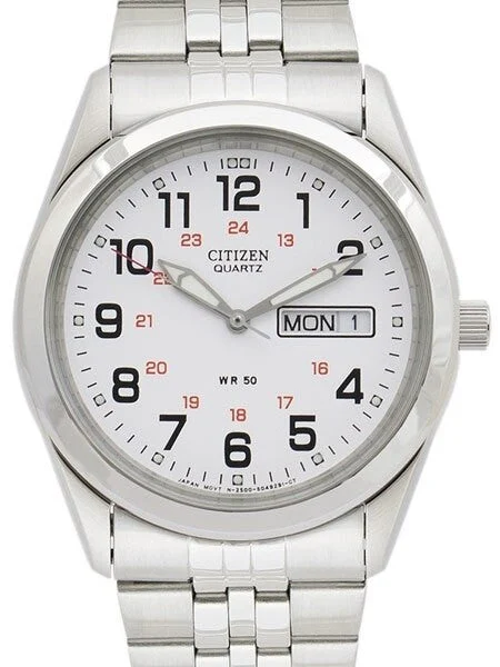 Citizen Railroad White Dial Quartz Watch with Stainless Steel Bracelet #BK3790-70A kol saa