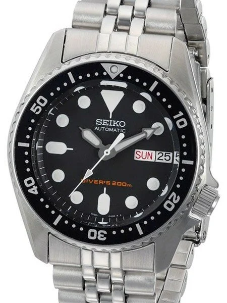 Seiko Scratch and Dent - Black Automatic Dive Watch with Stainless Steel Bracelet #SKX013K