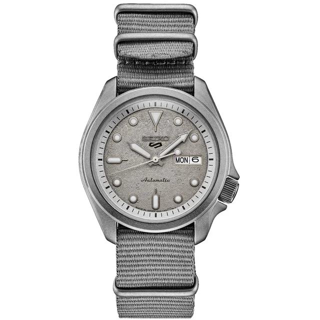 Seiko Sports 24-Jewel Automatic Watch with Grey Distressed Dial and Stone Washed Case #SRP