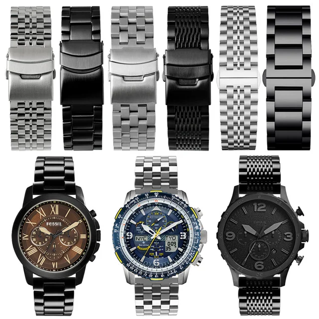 Heimdallr Solid Stainless Steel Watch Straps - Straight End #76 五铢钢带-20mm-银色 kol saati