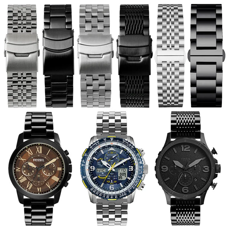 Heimdallr Solid Stainless Steel Watch Straps - Straight End #76 五铢钢带-20mm-银色 kol saati