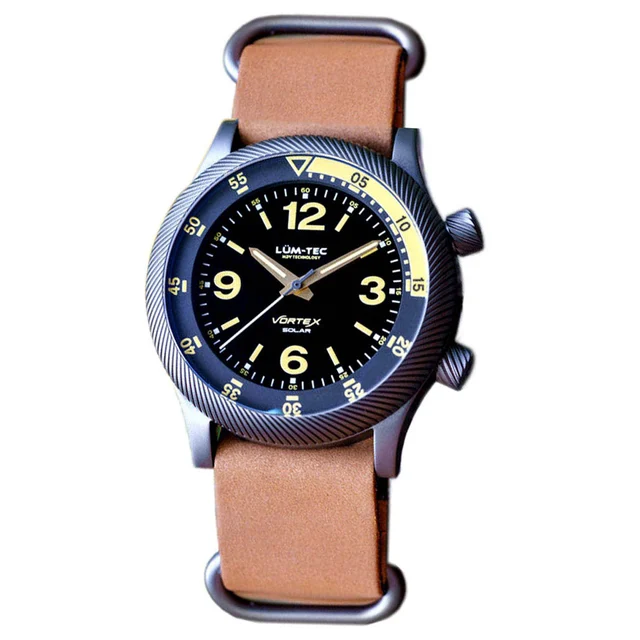 Lum Tec Lum-Tec 42mm Solar-Powered Military Watch with Curved DD Sapphire Crystal #Vortex-
