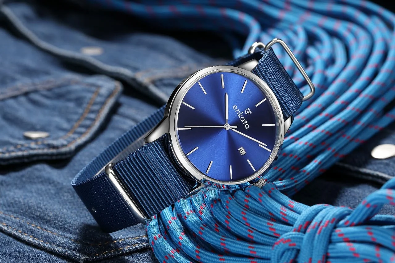Enkatawatches Neptune Blue Canvas 40 mm kol saati