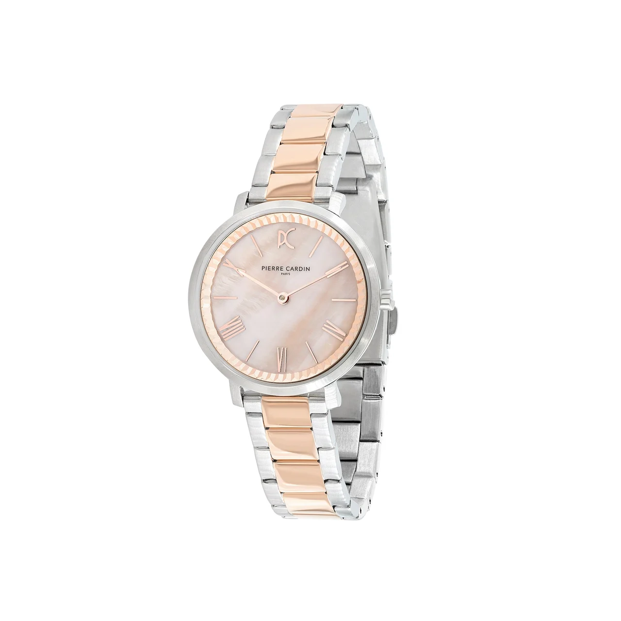 BROCHANT Mother of Pearl Look Two Tone Silver and Rose Gold Watch with Metal Link Strap CBC.5006 32 mm kol saati