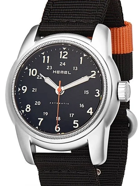 Hemel Automatic Military-Styled Watch Bead Blasted Case and Sapphire Crystal #HM1B kol saa