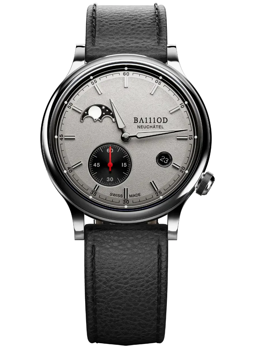 Ba111od Chapter 8 Chapter 8.7 Moonphase - Grey - Grained leather black 41 mm kol saati