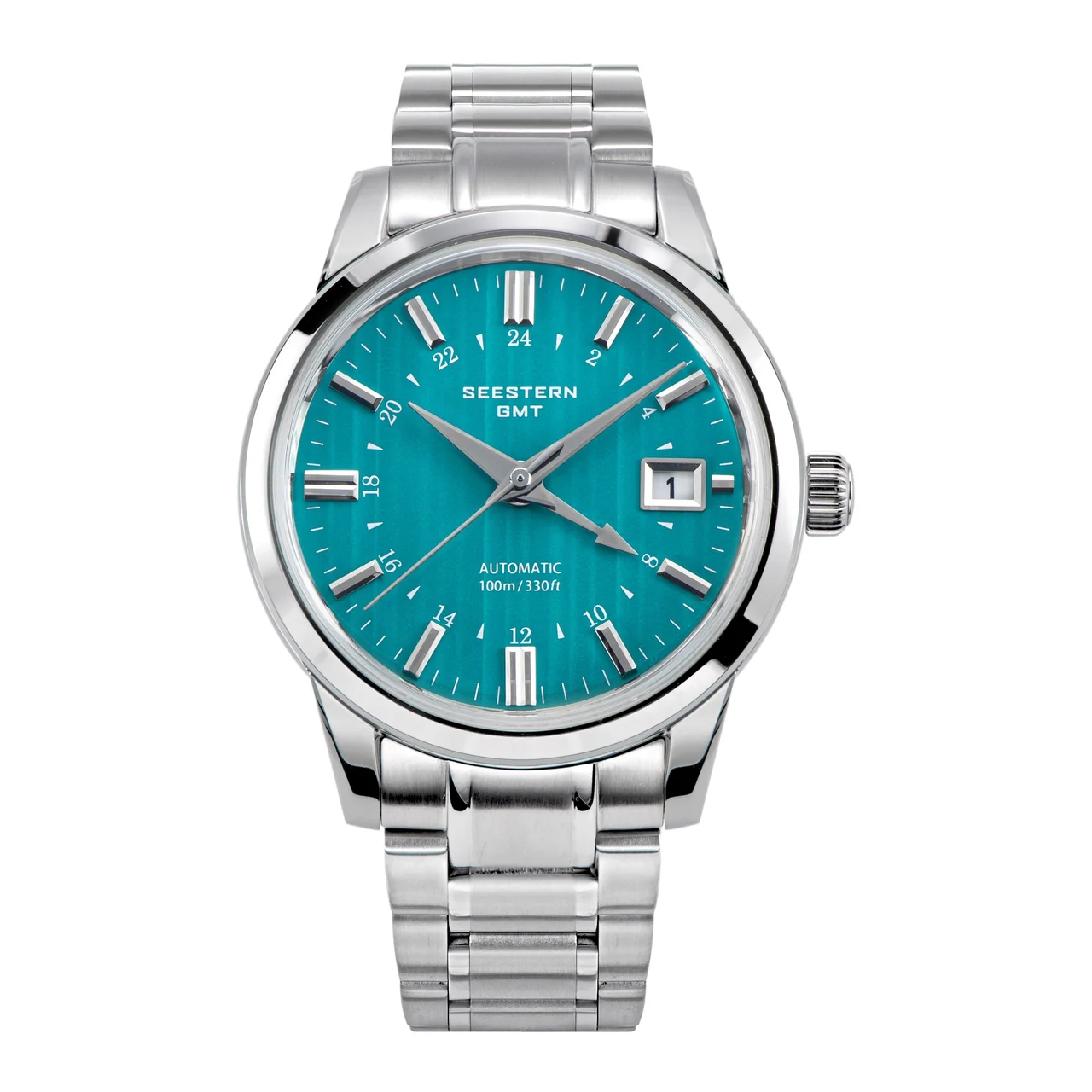 Sugess Seestern S446 GMT Watch Light Green Dial (Seiko NH34 GMT mov 40 mm kol saati