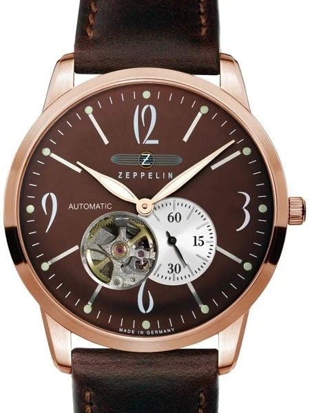 Graf Zeppelin Flatline Automatic Open-Heart Watch with Small Seconds #7362-5 kol saati