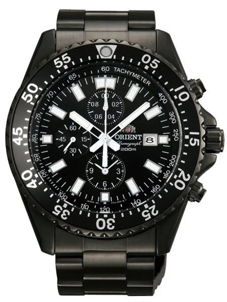 Orient Scratch and Dent - Captain Quartz Sport Chronograph with Black PVD Case and Bracele