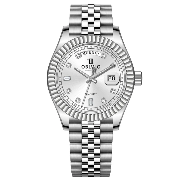 OBLVLO Strap ,White Dial RX-VJ-YWYS RX Series,39mm,Steel Strap ,White Dial RX-VJ-YWYS kol