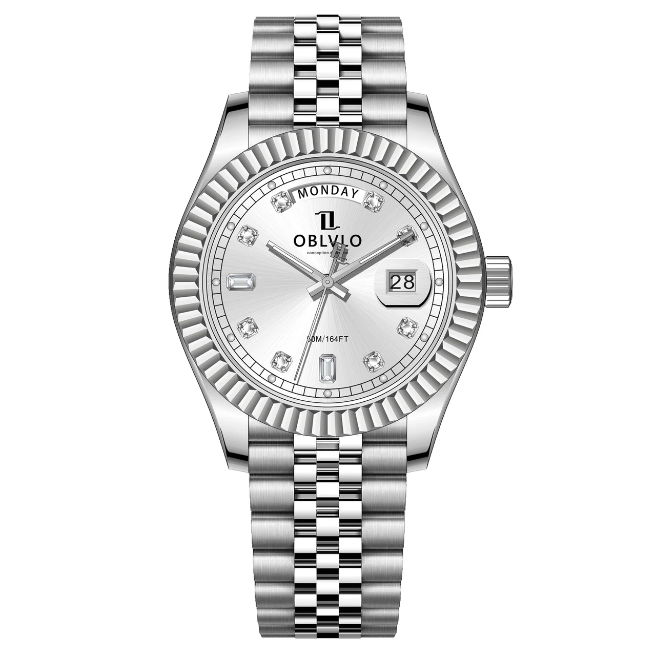 OBLVLO Strap ,White Dial RX-VJ-YWYS RX Series,39mm,Steel Strap ,White Dial RX-VJ-YWYS 39 mm kol saati