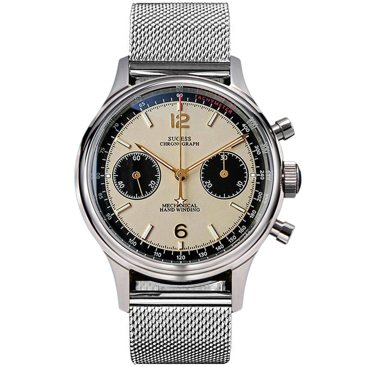 Sugess Chrono Heritage SUPAN008GN/SN Panda Swan Neck Regulator Brac 38 mm kol saati