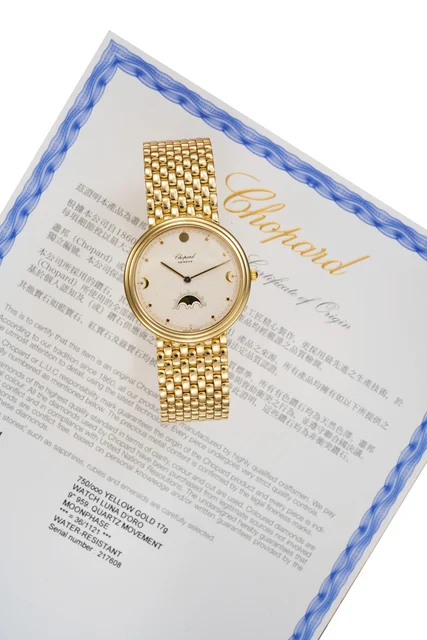 Chopard Ref. S36-1086-YB, moon phases, integrated bracelet; “Luna d’Oro”; 18K yellow gold