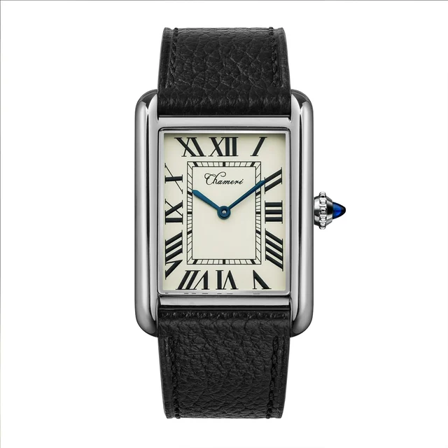 Chameri Heritage Ronda 762 Dress Watch CH01 CH01-坦克方表-白面-荔枝纹黑皮带 kol saati