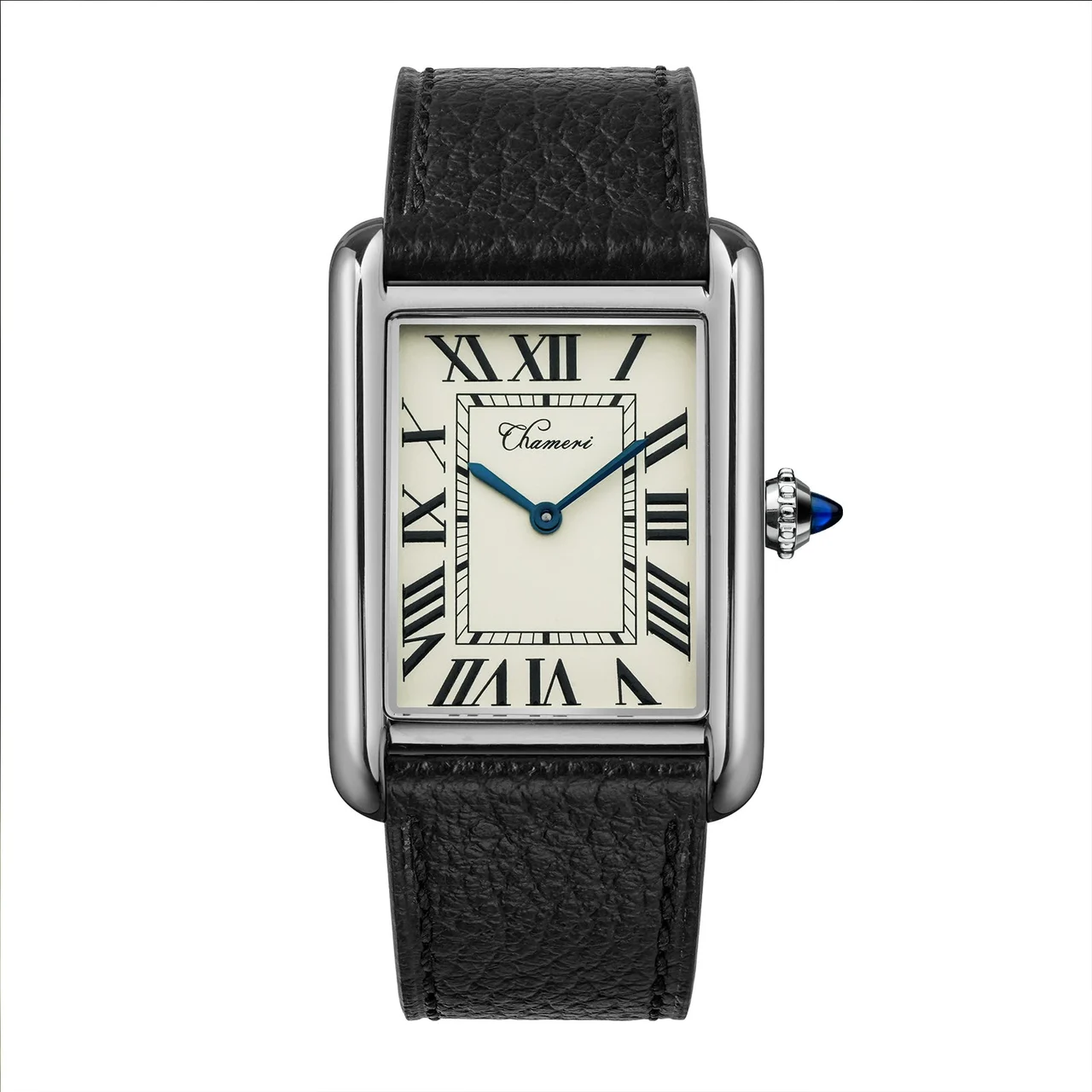 Chameri Heritage Ronda 762 Dress Watch CH01 CH01-坦克方表-白面-荔枝纹黑皮带 27.5 mm kol saati