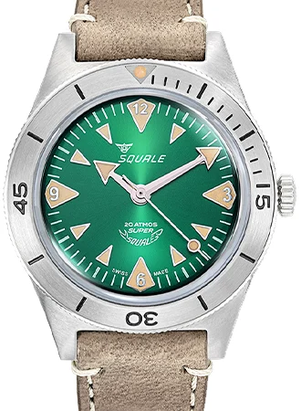 Squale Super- Big Arrows Green - Leather SUPERSSAGR.PTO/SQ 45 mm kol saati