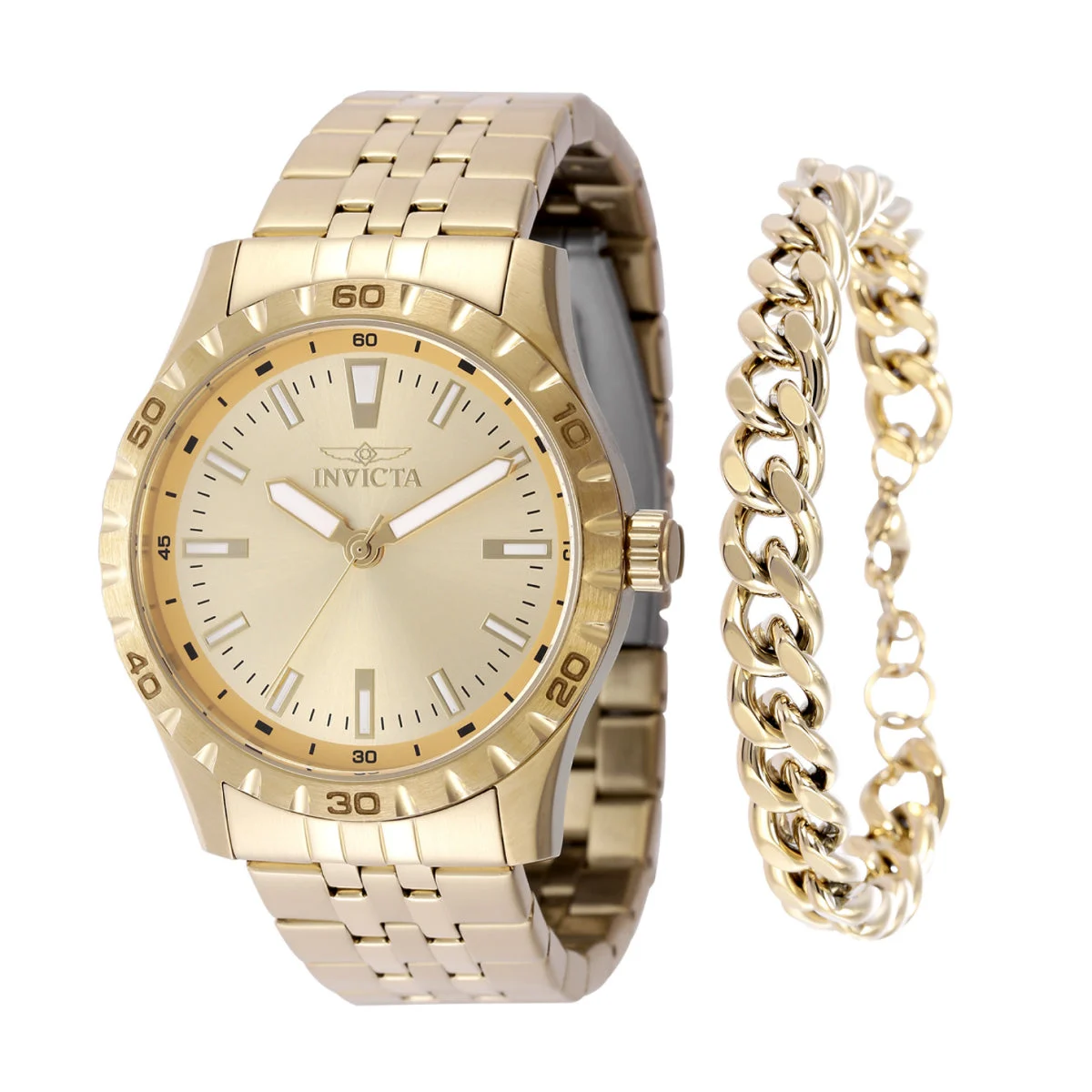 Invicta Specialty Luvenza Watch - 42mm, Gold With Bracelet Set (48283) 42 mm kol saati