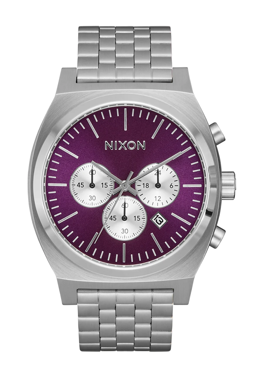 Nixon US Time Teller Chrono - Silver / Purple Sunray A972-5390-00 40 mm kol saati