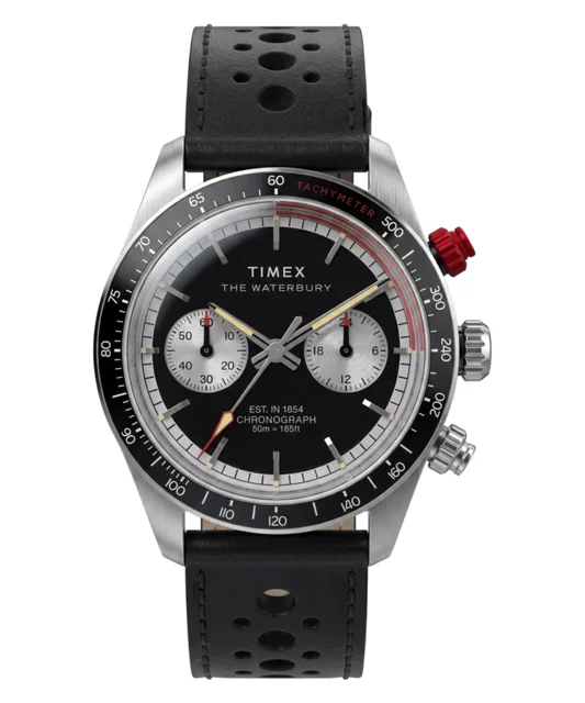 Timex Waterbury Heritage Chronograph 39mm Leather Strap Watch TW2Y93300 kol saati