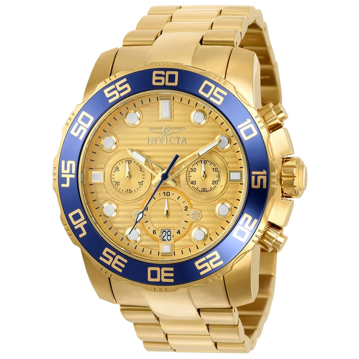 Invicta Pro Diver SCUBA Watch - 50mm, Gold (ZG-22227) 50 mm kol saati