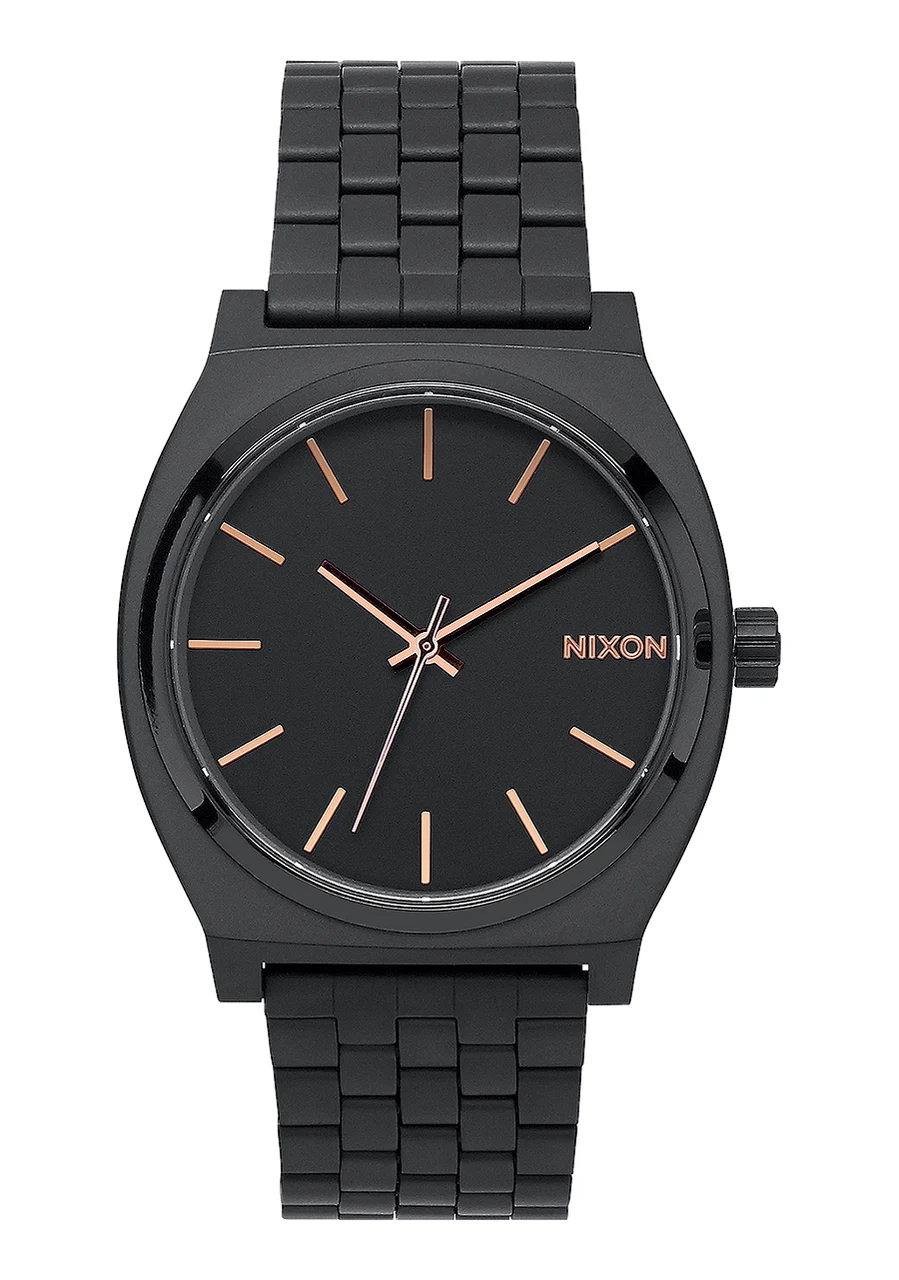 Nixon US Time Teller - All Black / Rose Gold A045-957-00 37 mm kol saati