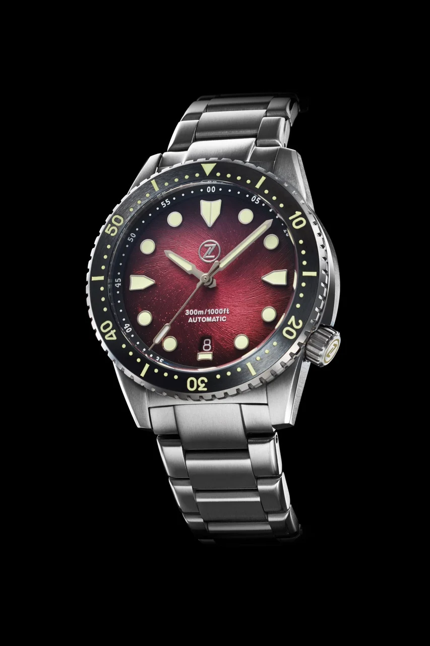 Zelos Mako V3 300m Ti 'Burgundy' 20 mm kol saati