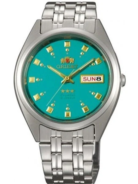 Orient Automatic Watch with Green Dial, Day-Date and SS Bracelet #AB00009N 37 mm kol saati