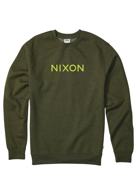 Nixon US Wordmark Crew Sweatshirt - Surplus / Volt S2753-3392-02 kol saati
