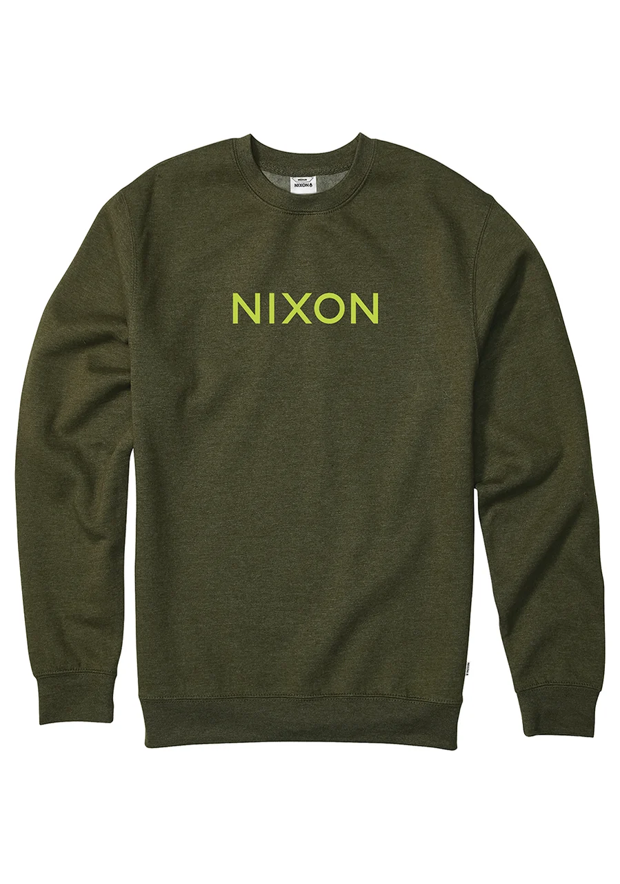 Nixon US Wordmark Crew Sweatshirt - Surplus / Volt S2753-3392-02 kol saati