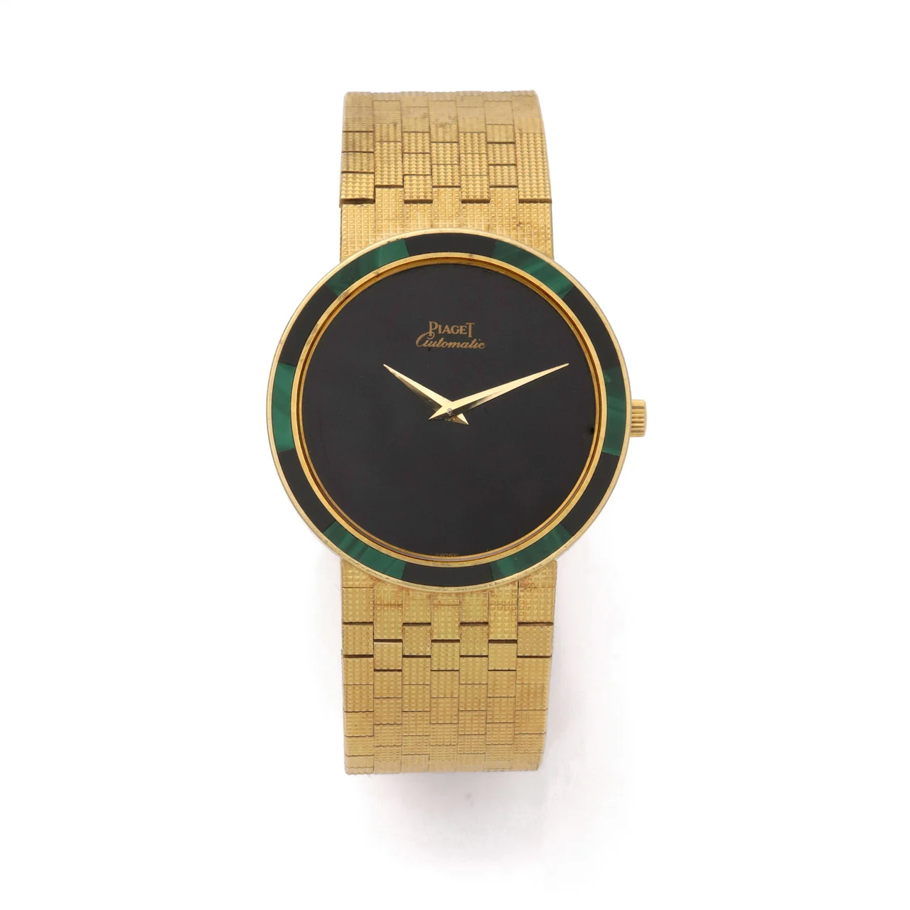 Piaget Ref. 12331CR4, extra-flat; produced in four examples only; 18K yellow gold and malachite kol saati
