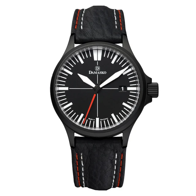 Damasko Black Steel Automatic Watch with Date #DK32BK kol saati