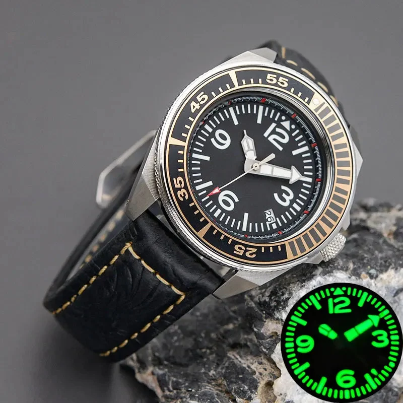 Tandorio Sterile King Samurai Watch C3 Luminous Sapphire NH35 Automatic Diver 20Bar 43MM 14:350686#I 43 mm kol saati