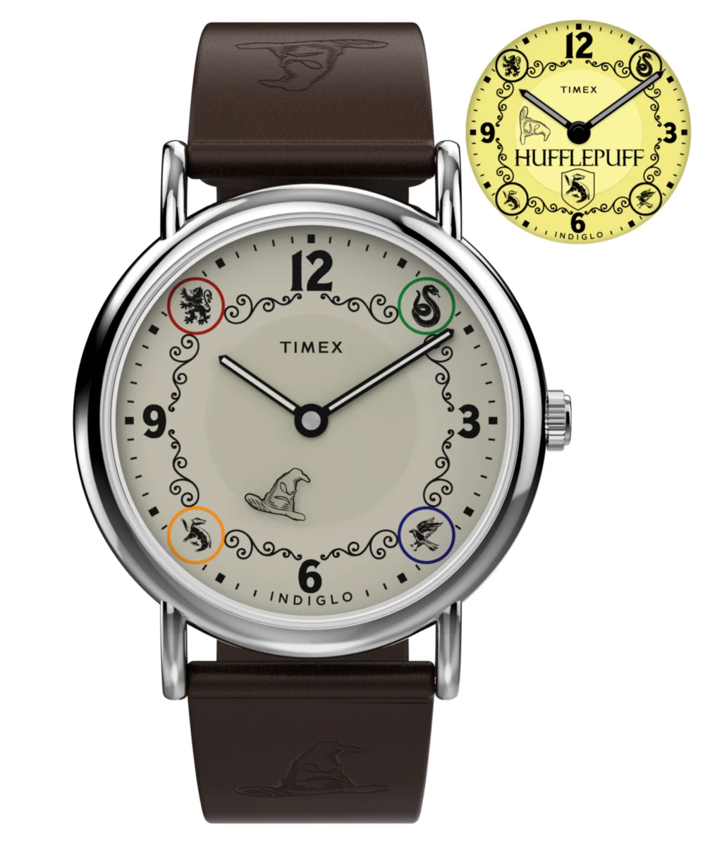 Timex Harry Potter x Weekender Hufflepuff House 38mm Leather Strap Watch TW2Y76600 38 mm kol saati