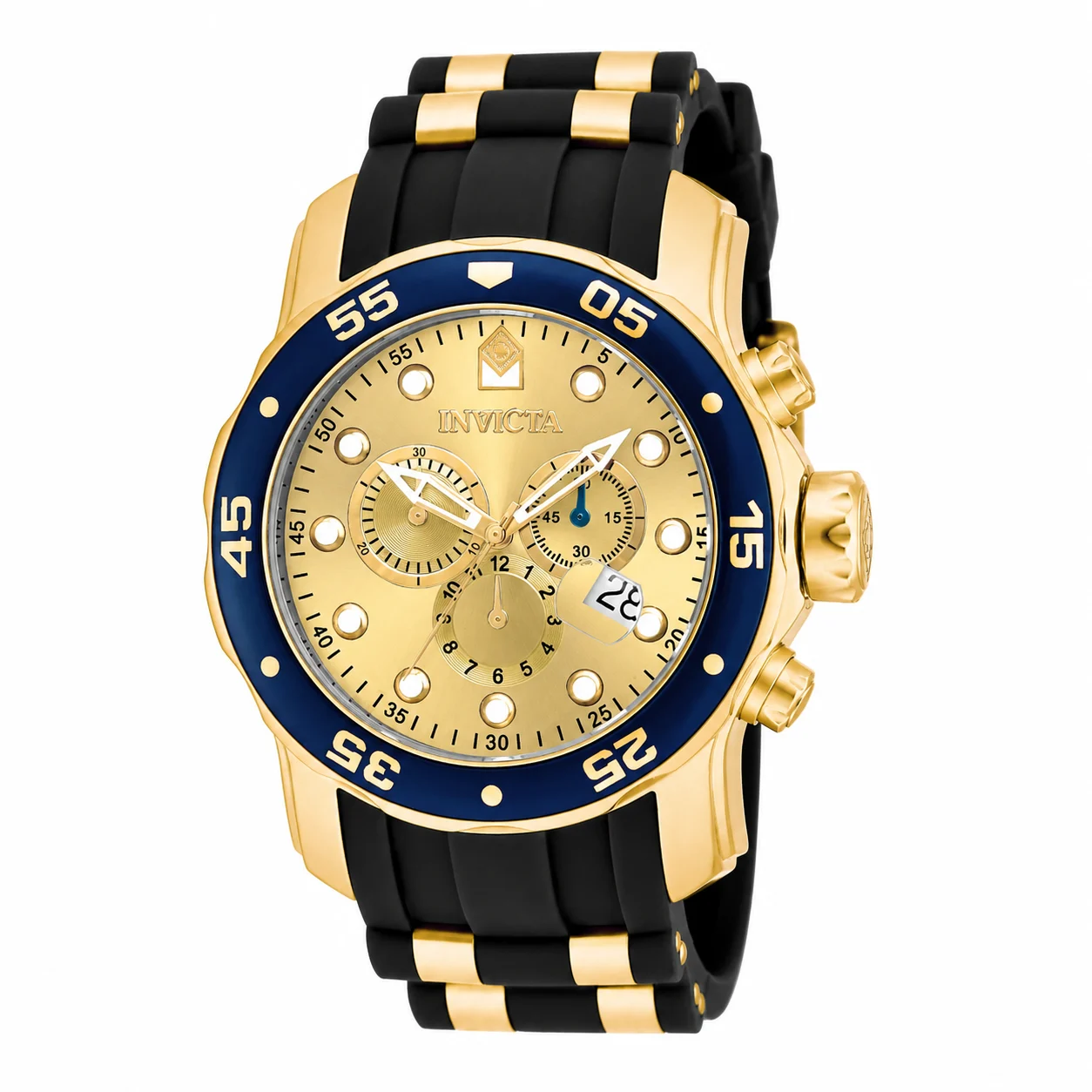 Invicta Pro Diver SCUBA Watch - 48mm. Gold. Black (17881) 48 mm kol saati