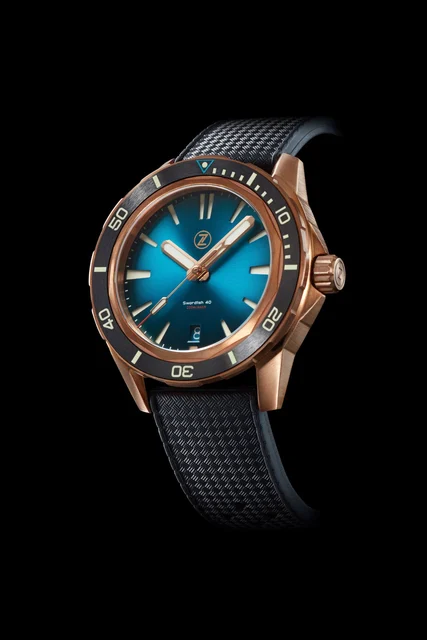 Zelos Swordfish 40mm Bronze Teal kol saati