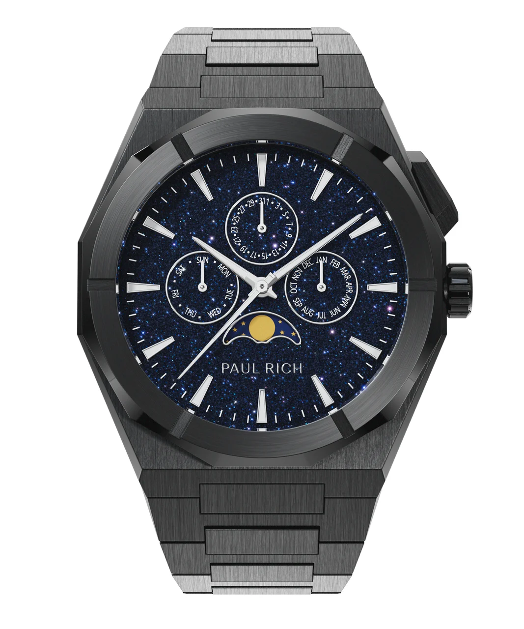 Paul Rich Star Dust II MoonphasePR88II - Black 43 mm kol saati