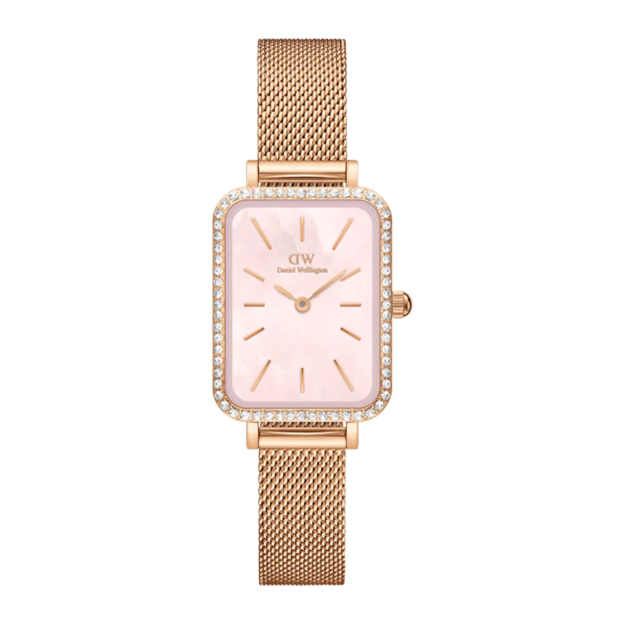 DANIEL WELLINGTON Quadro Lumine Bezel Melrose Pink MOP DW00600669 20 mm kol saati