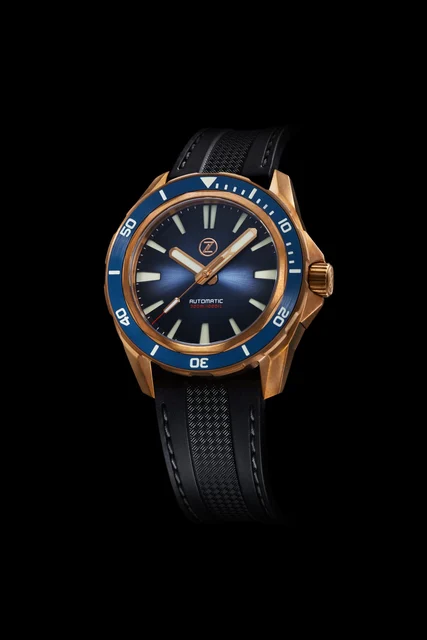 Zelos Swordfish Bronze 300m Diver Seiko NH35 'Cobalt Blue' kol saati