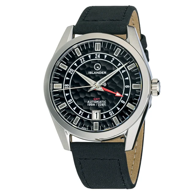 Islander Melville GMT with Black Hammer Dial #ISL-255 kol saati