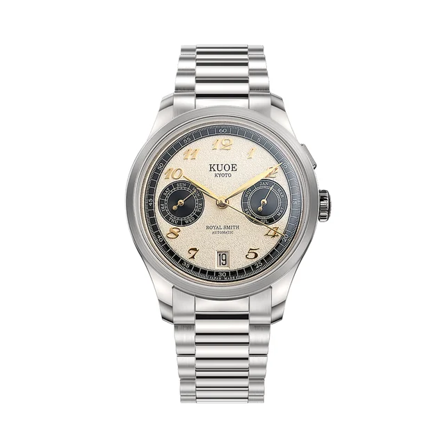 Kuoe Kyoto ROYAL SMITH Panda x Grainy Finish 35mm - Ivory on Flat-Link Bracelet rs90010-pa