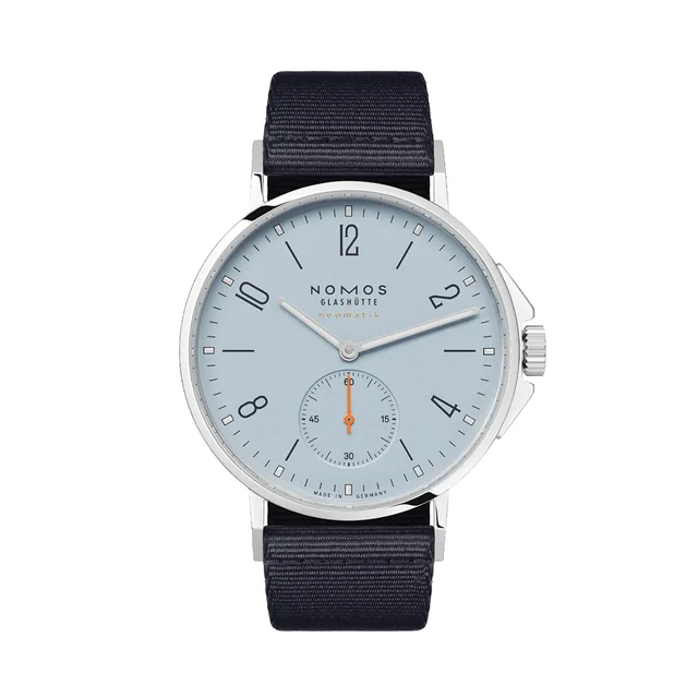 NOMOS Glashütte Ahoi Neomatik "Sky" Sapphire Back 36mm - Blue on Fabric Strap 568 kol saat