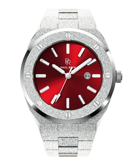 Paul Rich PR68FrostedSilverRed kol saati
