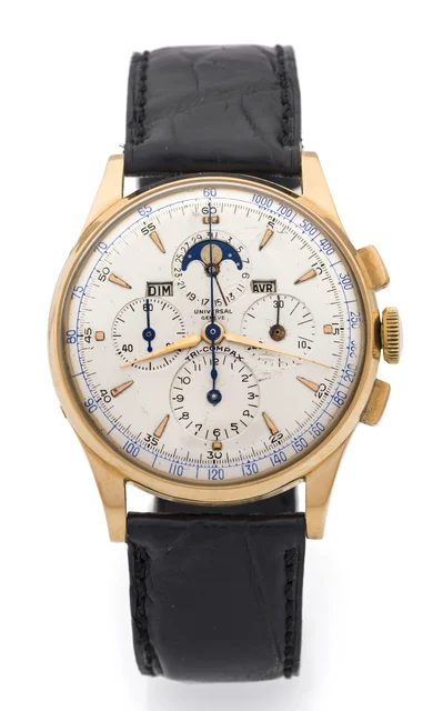 Universal Tri-Compax Pink Gold 12296 kol saati