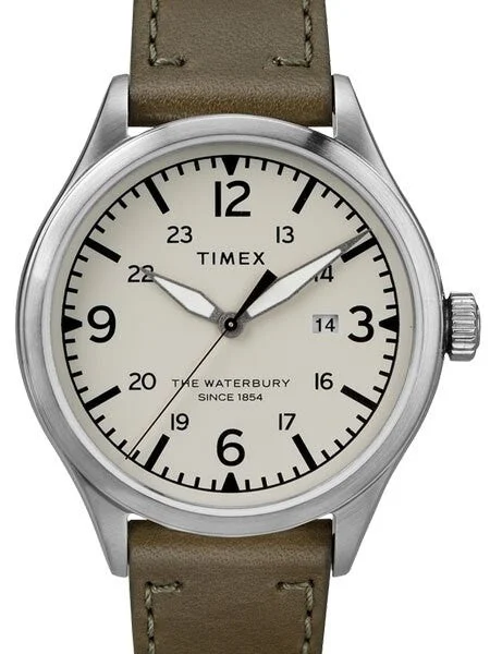 Timex Waterbury Quartz Watch with Creme Dial and INDIGLO Night-Light #TW2R71100VQ kol saat