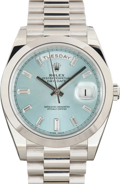 Rolex Day-Date 40 Platinum 228206 Meteorite Dial kol saati