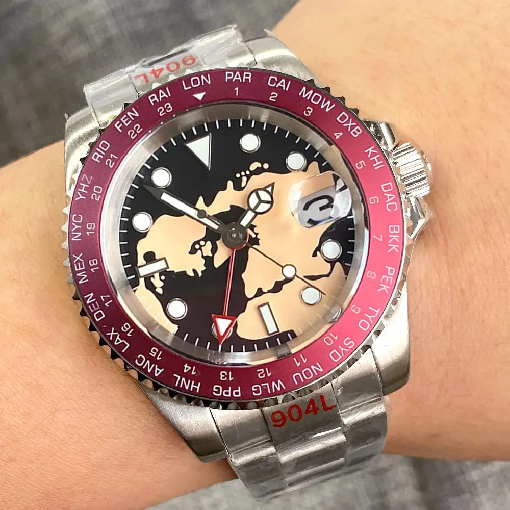Tandorio Watches GMT Watch Earth Theme TMI NH34A two time zones Sapphire 20ATM Professional Bezel Insert TD240A 5713307863377 40 mm kol saati
