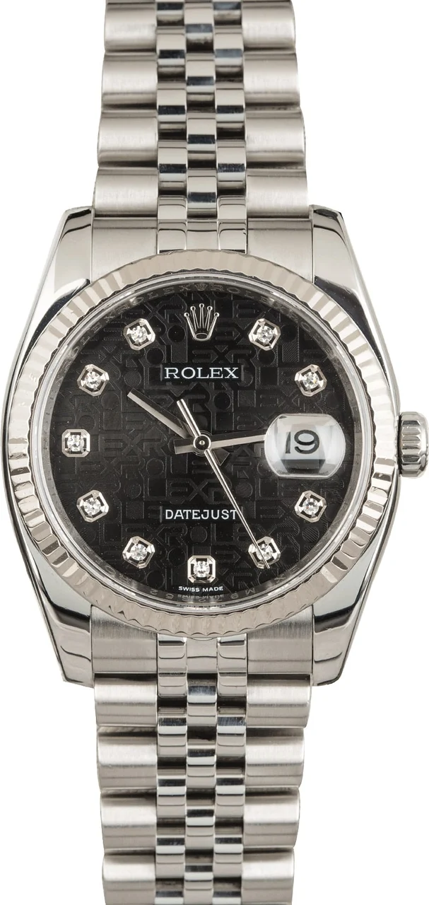 Rolex Datejust 116234 Black Jubilee Diamond Dial 116234BKJDJ 36 mm kol saati